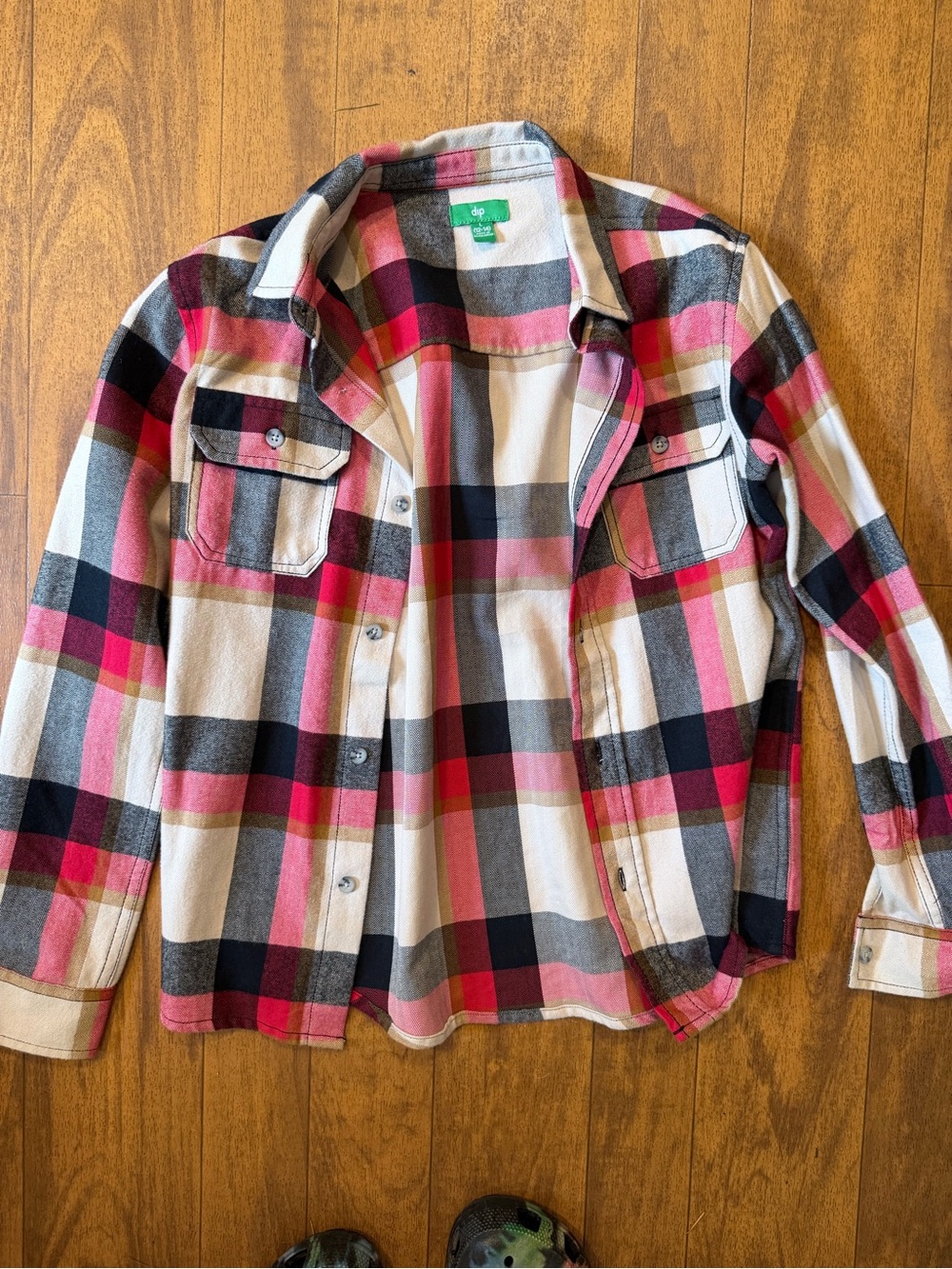 dip Kids Plaid Button-Up Shirt in Pink, Black, Gray, White